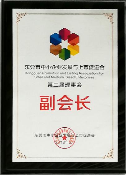 2013年東莞市中小企業(yè)發(fā)展與上市促進會第二屆理事會副會長